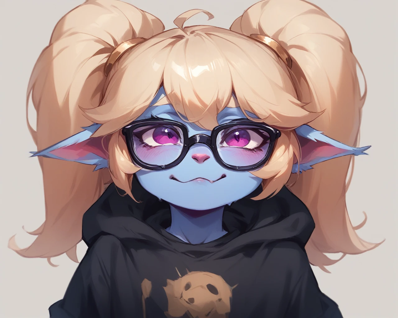 poppy in black t shirt wear glasses and cute