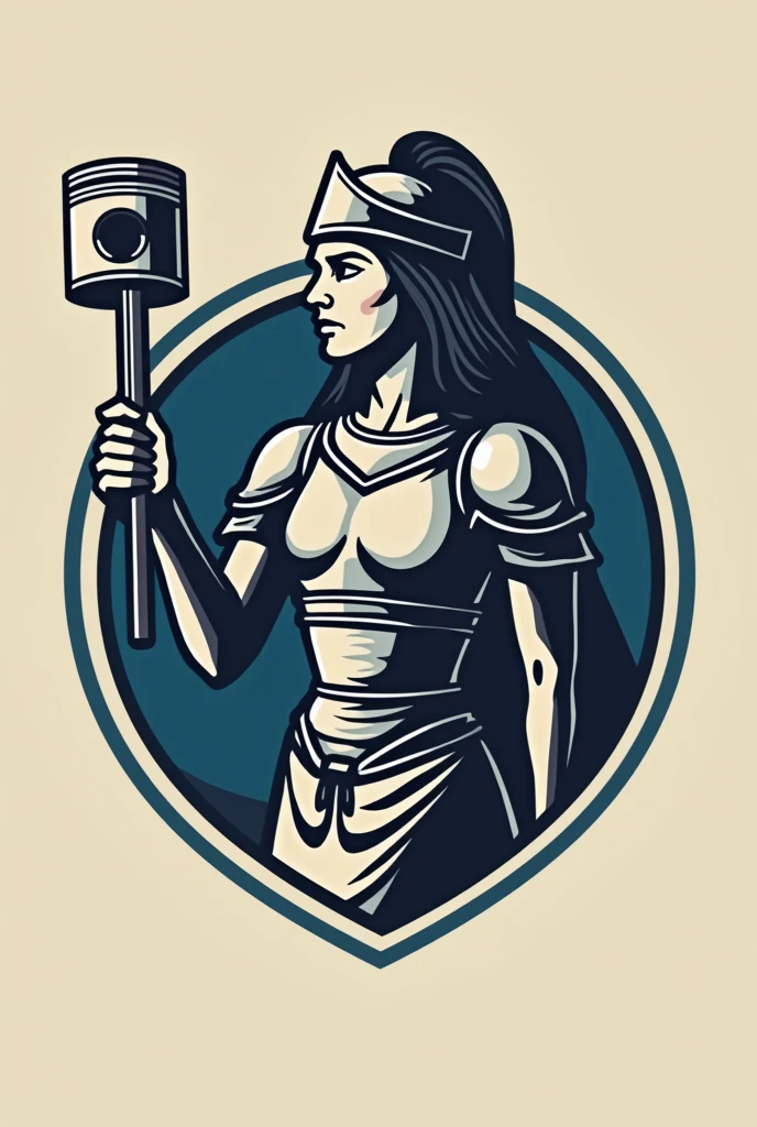 Logo of the goddess Minerva dressed inside a round mechanical piece