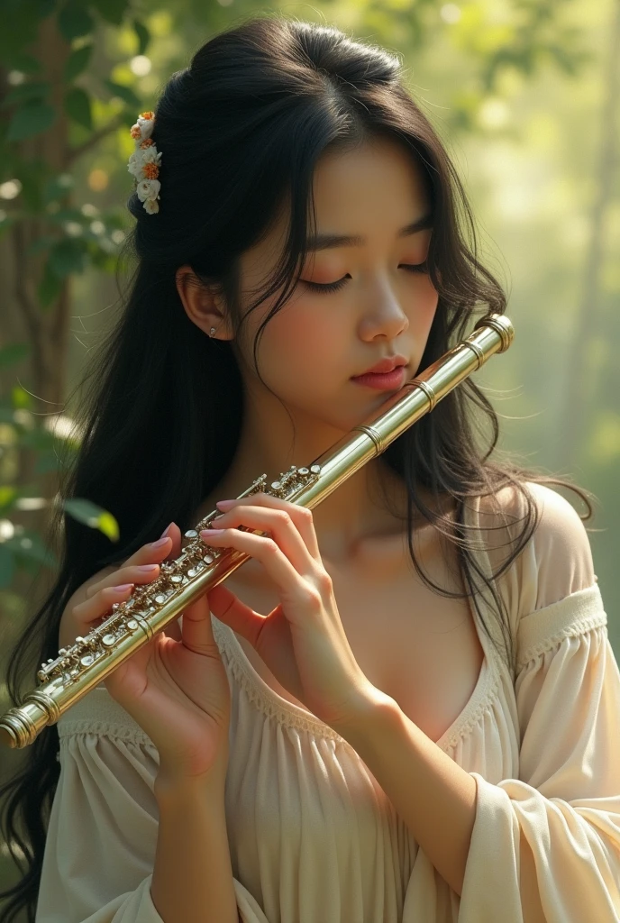 All naked、violin、toes visible、Japanese、fullnude、playing violin、the woods、Illuminated by the setting sun、at the sunset、fullnude、Orange sunset、Soio、Acneol、Rough skin、Moles all over the body、murky、Dark face、fullnude、foot nail art