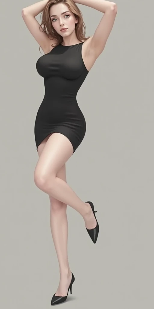 Best quality, masterpiece, meticulous detail, photorealistic, high res, 8k raw photo, full body, hot beautiful busty woman (red hair, mini-skirt, grin), big breast, big ass, big hips, long leg, sexy, sensual, flawless white skin