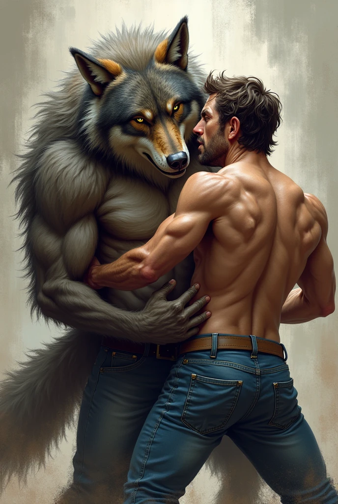 a man had his ass licked by a wolf,naked,abs