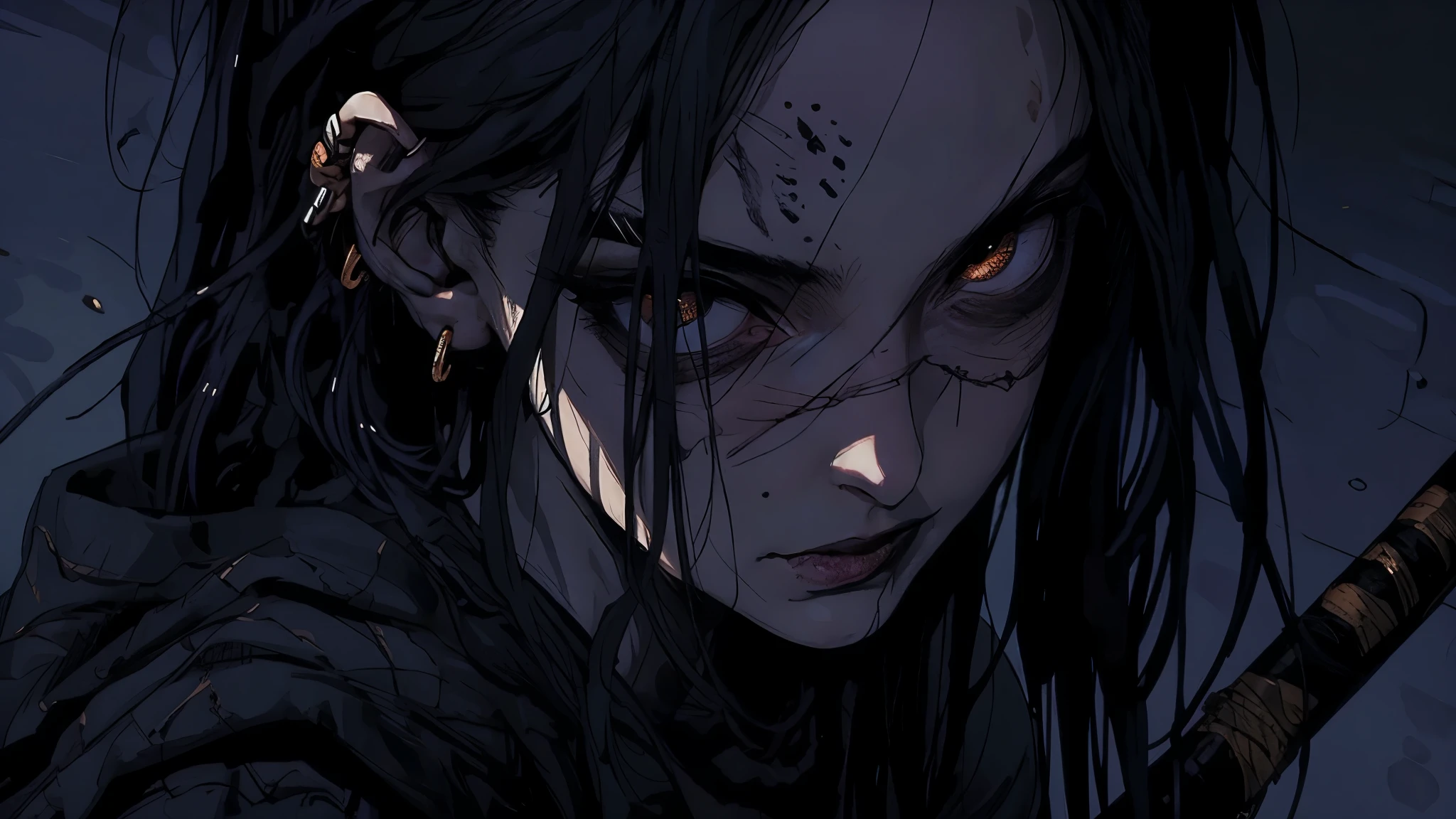 A killer:
highres, realistic, detailed portrait, intense eyes, sinister expression, dark atmosphere, eerie lighting, sharp focus, horror theme, menacing, bloodstained knife, chilling background, suspenseful mood, mysterious figure, sinister shadows, macabre scene, tense and thrilling, fear-inducing, psychological suspense, dramatic storytelling, hauntingly beautiful, twisted and distorted features, eerie ambiance, disturbing and unsettling, hair-raising, bone-chilling, heart-pounding, gripping, nightmarish, pulse-pounding, spine-tingling.