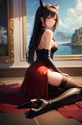 A woman in red lingerie, black stockings, and high heels posing for a picture. (best quality, high-res, vivid colors), glamorous, alluring eyes, seductive look, perfectly styled hair, flawless skin, sensual lips, mesmerizing gaze, provocative pose, elegant and confident stance, flattering lighting, professional photoshoot, artistic composition, beautiful curves, attractive silhouette, enticing atmosphere, intimate setting, feminine charm, sophisticated allure, seductive atmosphere, luxury backdrop, fashion-inspired, sexy and sophisticated, tasteful and elegant, alluring atmosphere, captivating expression, striking contrast, exquisite details, enticing lingerie design, smooth satin fabric, delicate lace details, intricate patterns, appealing red color, sensual black stockings, heels emphasizing femininity, fashionable attire, artistic flair, high-end finish, glamorous aura, sensual and empowering, classic yet contemporary, provocative composition, sensuality with sophistication, glamorous and alluring portrait, perfect balance between elegance and seduction.