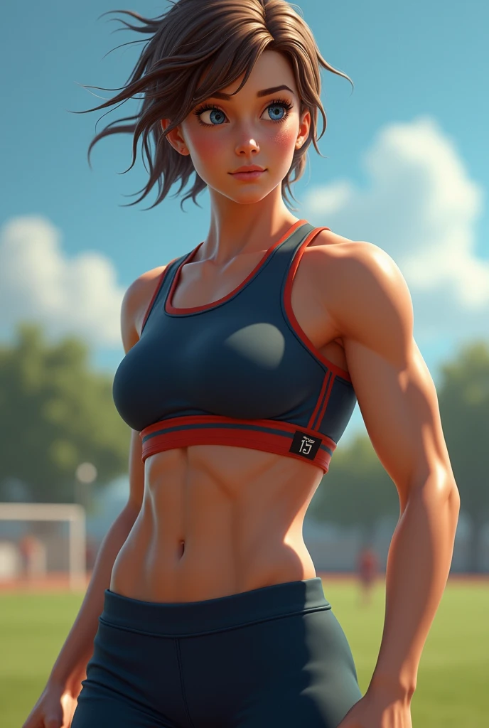 A woman with short sports suit 