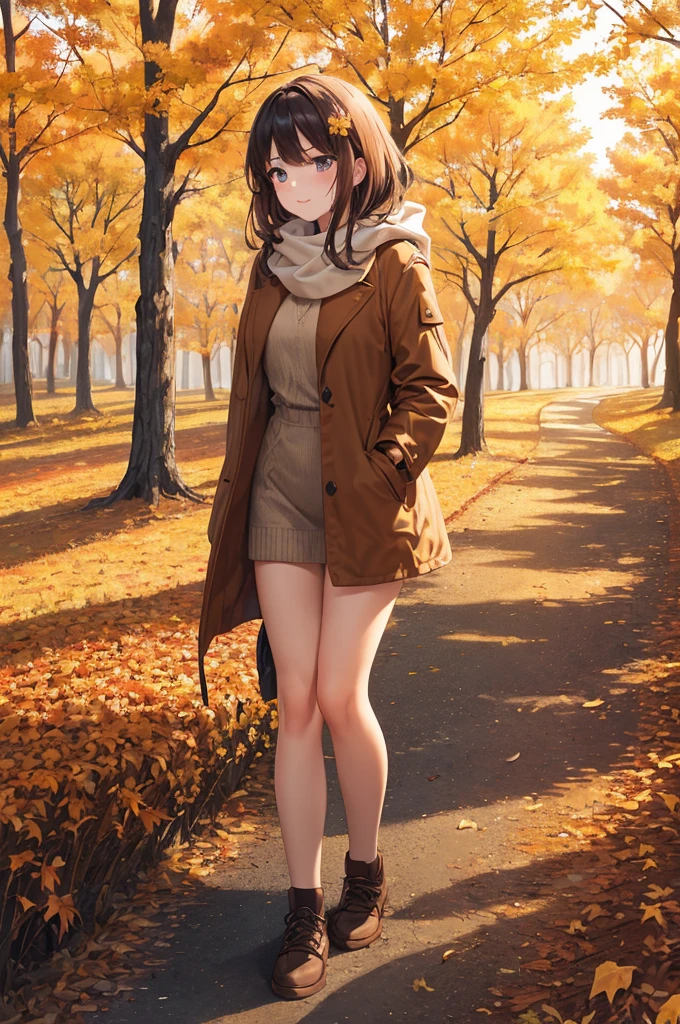 Wearing small brown boots,Slender thighs