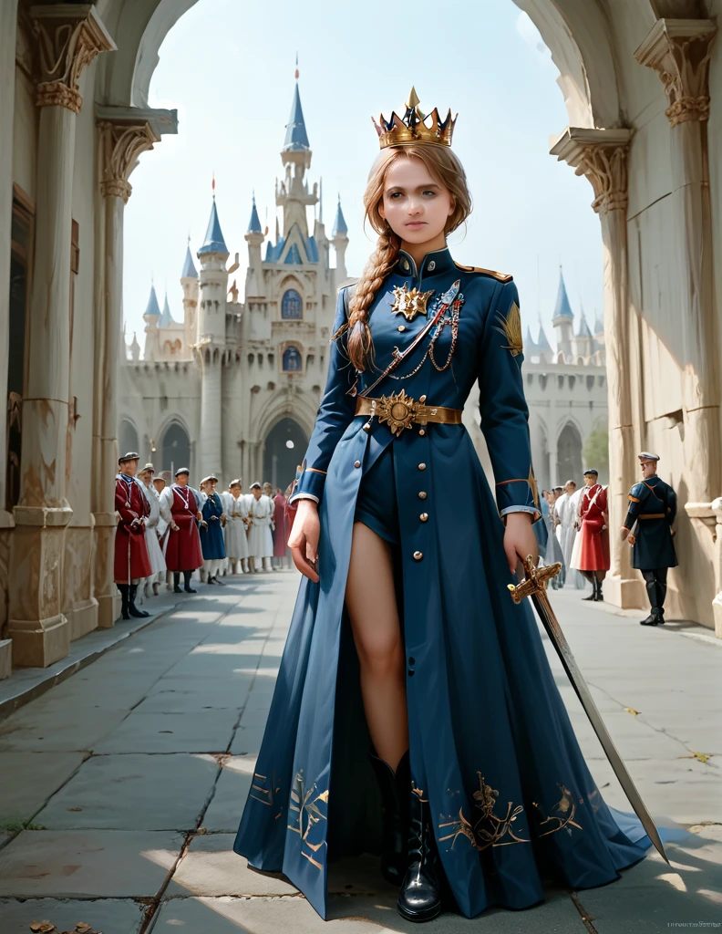 ****ung woman,masterpiece,beautiful girl,Long blond hair,tall and thin,Elegant shape,noble woman,boots, Beautiful clothes, clothing, Stars of rank, Royal Sword , Royal Guard uniform, crown, strong, palace, Honorable,Servant,Soldiers marching in parade,honor, Rank and title, cinematic, dramatic ,(8K),(UHD),(realisticest:1.30) (photorealistic:1.35),(ultra highly detailed),(highly resolution:1.3),(highly illustration:1.3),

high resolution, (Masterpiece:1.35), precise,Anatomically correct, qualityที่ดีที่สุด, details, (โมเดลhigh resolution:1.2), detailsสูง, miaoz ,iaoz, quality, detailsมาก, high resolutionสุด, (realistic textures:1.3), (โมเดลความละเอียดสูง:1.2), (model textures:1.3) 