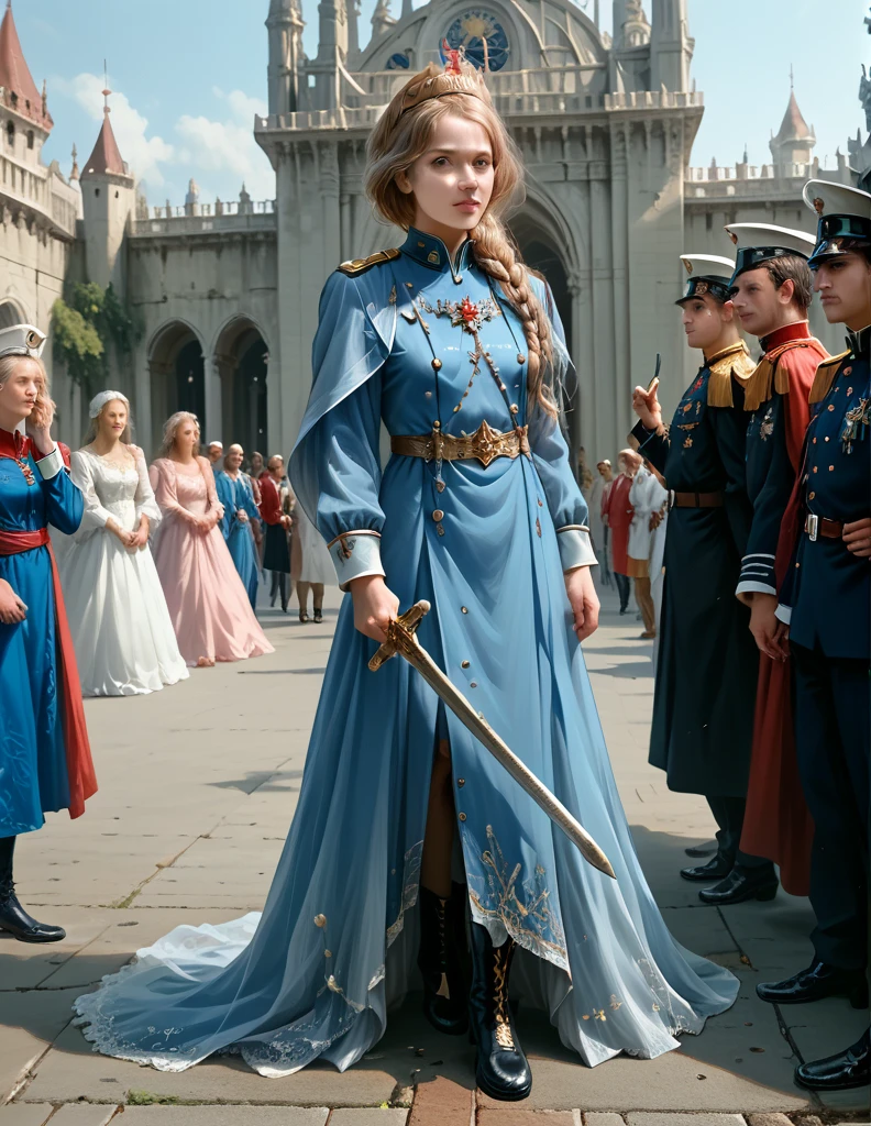 ****ung woman,masterpiece,beautiful girl,Long blond hair,tall and thin,Elegant shape,noble woman,boots, Beautiful clothes, clothing, Stars of rank, Royal Sword , Royal Guard uniform, crown, strong, palace, Honorable,Servant,Soldiers marching in parade,honor, Rank and title, cinematic, dramatic ,(8K),(UHD),(realisticest:1.30) (photorealistic:1.35),(ultra highly detailed),(highly resolution:1.3),(highly illustration:1.3),

high resolution, (Masterpiece:1.35), precise,Anatomically correct, qualityที่ดีที่สุด, details, (โมเดลhigh resolution:1.2), detailsสูง, miaoz ,iaoz, quality, detailsมาก, high resolutionสุด, (realistic textures:1.3), (โมเดลความละเอียดสูง:1.2), (model textures:1.3) 