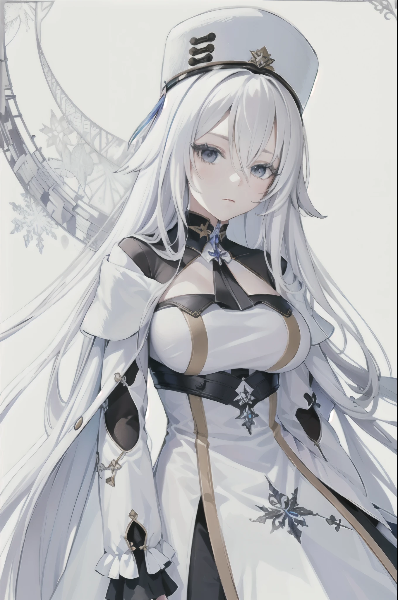 (masterpiece, top quality, best quality, official art, beautiful and aesthetic:1.2), (1girl, sovetsky soyuz \(azur lane\), hat, white hair), extreme detailed,(fractal art:1.3),colorful,highest detailed