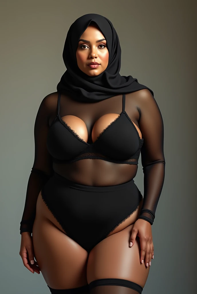 RAW photo,candid photograph, full body,photo of a beautiful,influencer,30yo Moroccan woman,black hijab, detailed skin, naked, looking at viewer, thick body structure,white background,no background, candid pose,blue light, film grain, kodak color, instagram LUT