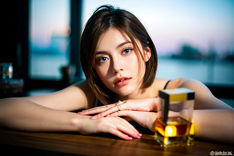 Best quality, masterpiece, ultra high res, (photorealistic:1.4), raw photo, 1girl, offshoulder, in the dark, deep shadow, low key, cold light,sitting on a couc. Wearing headphones