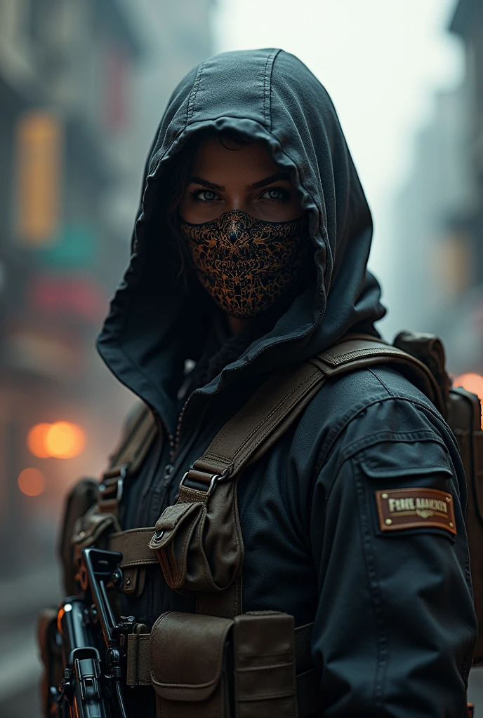 ---Set Char
((best quality)), ((masterpiece)) , ((realistic)), (detailed), (close-up:1.6), (beautiful female in a sci fi Abaya:1.4), African , (ONI mask jaw only:1.5), (highly detailed skin), looking at the viewer, blue eyes, Ash blonde hair, A-line haircut, (big boobs:1.2), hard nipples visible through clothing, multicolor highlights in hair, highly detailed eyes, dark makeup, stunning gradient colors,  wind, hair flow, action pose, detailed background, insanely detailed, crowd, many people, night, dark, evil , horror, Abby Howard, pistol, weapon,  , <lora:btpt-fC_v1.2a:1> btpt-fc, <lora:urbansamuraiv3testing:0.2> techwear, <lora:xsarchitectural-19Houseplan:0.4>, (blood:1.2), (bloody clothing:1.3), murder, jinn,
---Set Environment
post apocalyptic city, futuristic motorcycle, (atmospheric volumetric fog), detailed background, overgrown city, fire in the background, volumetric lighting, fog, dramatic lighting,<lora:epi_noiseoffset2:1> <lora:add_detail:1>
---Set cinematics
(golden ratio), (rule of thirds), no watermark signature, (volumetric lighting:1.3), glow, bloom, rim light, cinematic shot + dynamic composition, incredibly detailed, sharpen, details + intricate detail + 200mm + anamorphic + lightroom + cinematography + bokeh + lens flare + film grain + HDR10 + 8K, Christopher Doyle,  ((cinematic)), no watermark,  bloom, ((masterpiece)), absurdres, hdr,
--Set Renderings
HDR (High Dynamic Range),Ray Tracing,NVIDIA RTX,Super-Resolution,Unreal 5,Subsurface scattering,PBR Texturing,Post-processing,Anisotropic Filtering,Depth-of-field,Maximum clarity and sharpness,Multi-layered textures,Albedo and Specular maps,Surface shading,Accurate simulation of light-material interaction,Perfect proportions,Octane Render,Two-tone lighting,Wide aperture,Low ISO,White balance,Rule of thirds,8K RAW,Efficient Sub-Pixel,sub-pixel convolution, <lora:ParrleyFLEX:1>
