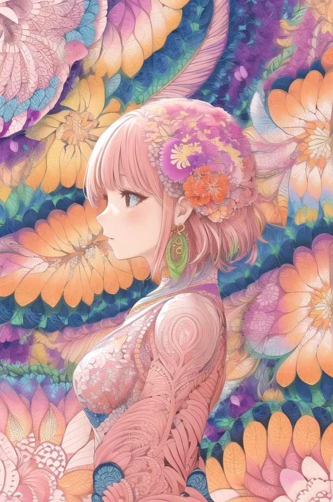 masterpeace, best quality, (magazine cover), lineart, colorful, 1girl, girl, naked, small breast, standing, pussie, (floral bodypaint:1.2), flowers background, naked breast, nipple, vibrant colors, Volumetric Lighting, Best Shadows, Shallow Depth of Field, (Highest Quality, Amazing Details:1.25), Brilliant Colorful Paintings,