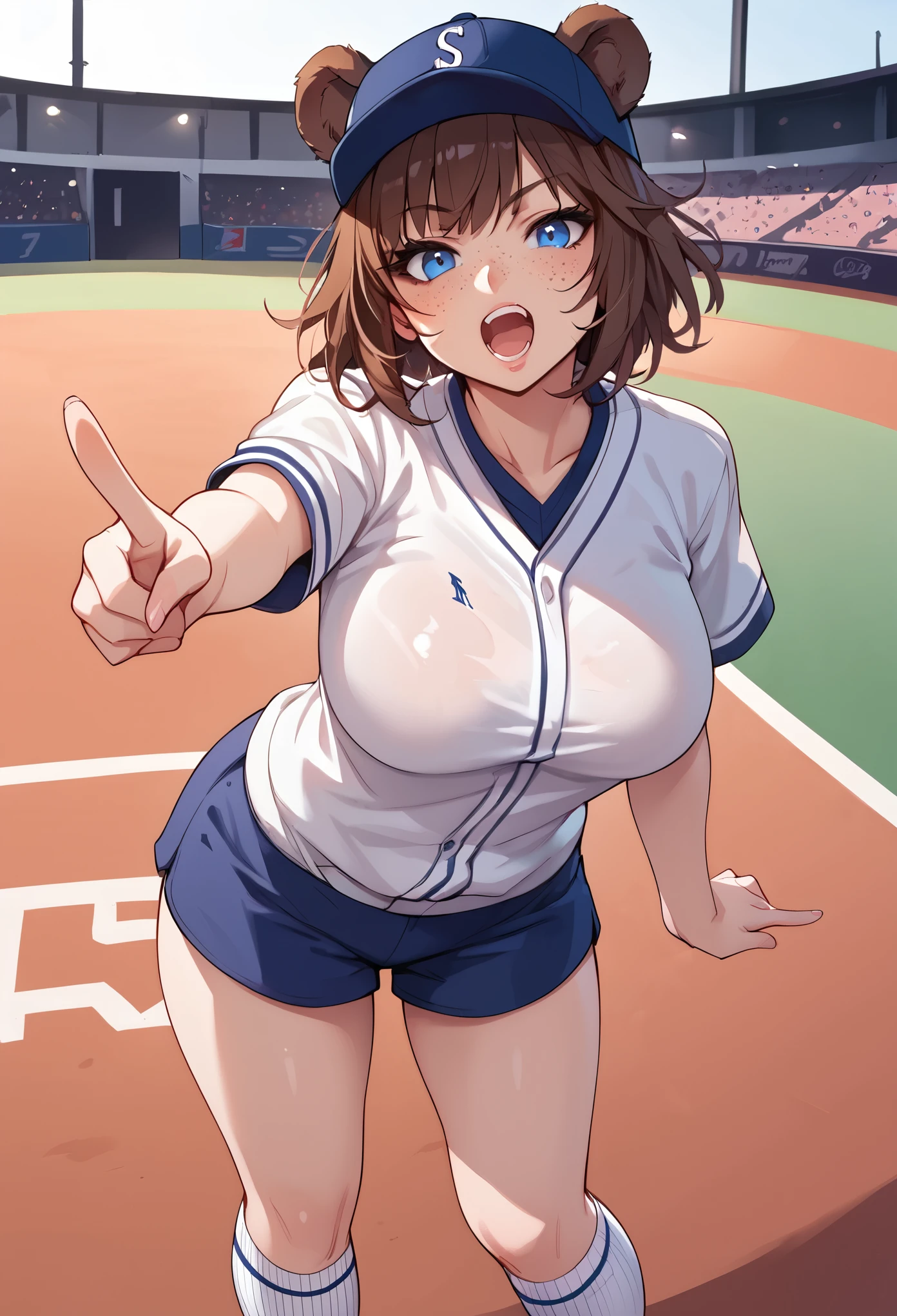 Score_9, score_8_up, score_7_up, score_6_up, score_5_up, score_4_up, source_anime, solo, 1girl, cute students, young female, sagging gigantic huge breasts, wide hips, thick thighs, huge areolae, areola slip, black areolae, dark nipples, sideview, detailed eyes, brown eyes, looking at viewer, baseball uniform, sleeveless, ahegao, orgasm, collarbone, head tilt, showing hairy stomach hair, hairy stomach hair, showing armpit, hairy armpit hair, bukkake, cum shot on armpit, sperm, having sex with boy, Japanese, hentai, crowded, baseball field, having sex, sex from behind, side view, side angle, spreading legs, hand behind the head, fecundation mark, raping atmosphere, tanned skin, rape, penis, sweating 