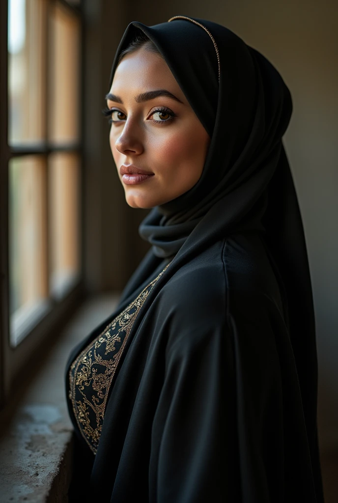 Arab girl wearing hijab boobs can be seen