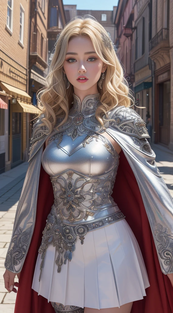 (Medieval fantasy era:1.2), Lady Isolde Thorne, Lady-in-waiting, Walking together, Royal court, Imposing figure, Well-dressed noblewoman, (Tailored functional gown:1.4), (Intricate armor details:1.5), (Palace intrigue:1.3), (Dangerous allure:1.2), (Commanding presence:1.1), (Enticing dynamic:1.2), (Charismatic persona:1.3), (Alluring strength:1.4), Confident, (Radiating authority:1.2), (Stern expression:1.3), Intriguing, Menacing, (Formidable appearance:1.4), Vigilant, (Alluring silhouette:1.2), (Dominant posture:1.3), (Muscular figure:1.4), (Medieval charm:1.1), (Practical fashion:1.2), Elegance, Power, (High-fashion statement:1.1), (Warrior poses:1.2), Chic, Sophistication, (Fashion icon:1.1), (Timeless style:1.2), (Elegant attire:1.3), Iconic, Strength, Vogue, Nostalgic, (Classic elegance:1.1), (Fashion-forward:1.2), Trendsetter, (Effortless style:1.4), (Timeless allure:1.1), (Chic elegance:1.2), Formidable, Luxur