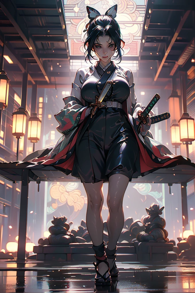 {
  "prompt": "Commander Mei Lin, a highly detailed seinen manga style full-body illustration in a 4K resolution, depicted as the Empress’s Wrath. She is shown with fair, flawless skin and long, straight raven-black hair styled in an intricate updo adorned with jeweled pins and a small crown. Her piercing cold gray eyes reflect intelligence, determination, and fierce loyalty. Mei Lin wears an elaborate uniform resembling the ceremonial attire of Empress Xian Li, made from the finest silks in shades of deep red, black, and gold, adorned with intricate embroidery and delicate lace. She carries a ceremonial dagger and sword, with hidden weapons concealed within her attire. The background includes elements of the imperial palace, with a dark, oppressive atmosphere, emphasizing her role as the enforcer of the Empress’s will. The illustration captures Mei Lin’s commanding presence, her cold and emotionless expression, and the aura of power and ruthlessness that surrounds her.",
  "size": "1024x1792"
}
