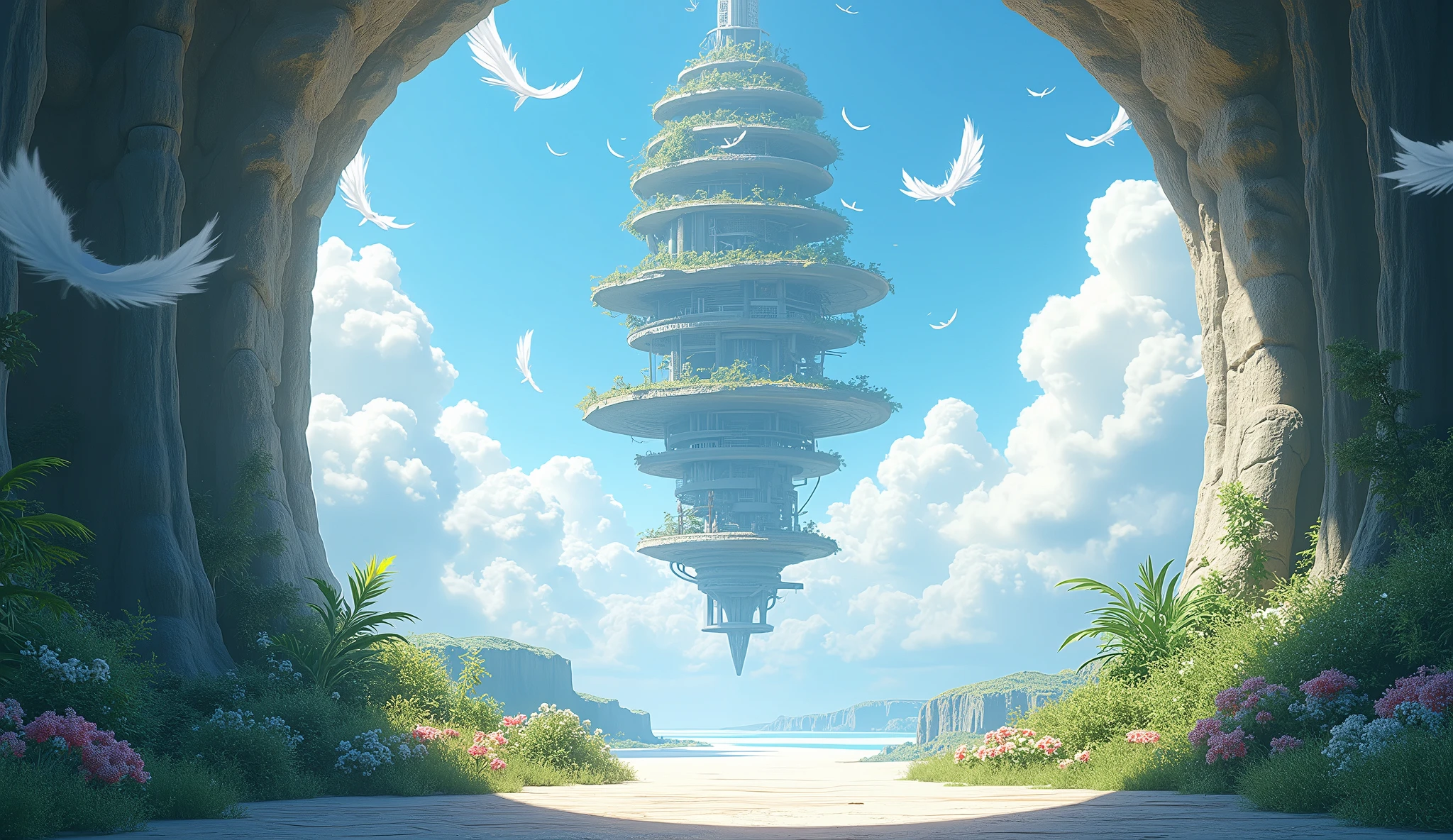 There is a picture of a tower with a tower in the middle - SeaArt AI