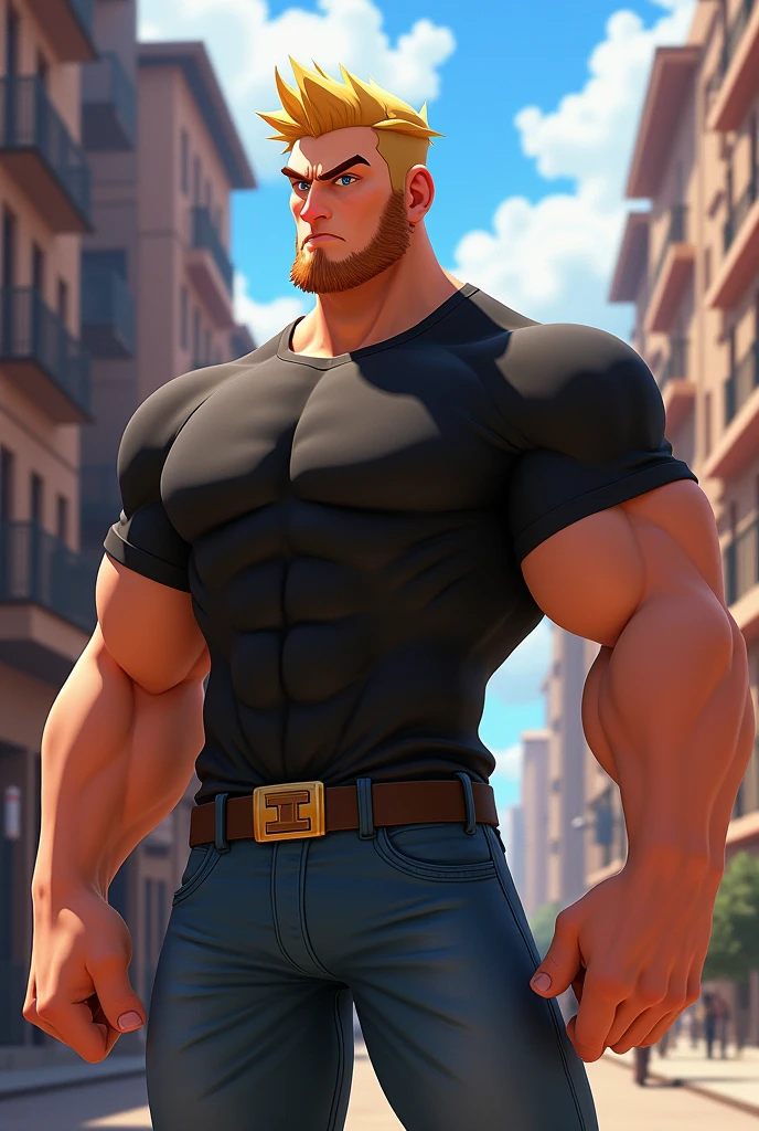 1 middle muscle man with beard near black Mercedes, cute, city landscape, evening, rain, wet, professional lighting, photon mapping, radiation, physically-based rendering, (8K, raw photo, best quality, masterpiece:1.2), (realistic, photo-realistic:1.37)