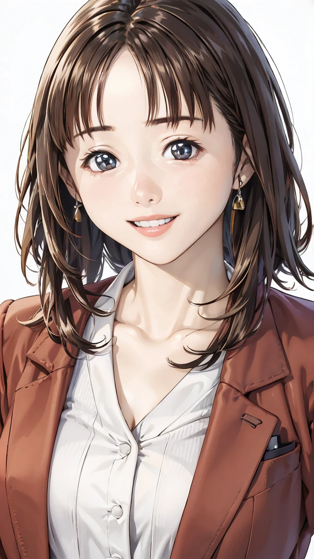  (office)、close ~ eye、smile、Embarrassing、short hair、They hesitate,、Wet Hair,  Underarm, Big Breasts, Realistic butt crack , (High color saturation:1.0),  (Very detailed肌), (Highest quality:1.0), (Ultra-high resolution:1.0) ,(Realistic:1.0), (Very detailed:1.0), (8k, RAW Photos:1.1)、Center of chest、Spread your legs、Yoshizuki Iori、(business suit)、(Front view、whole body)、Brown Hair、(Satomi Ishihara)