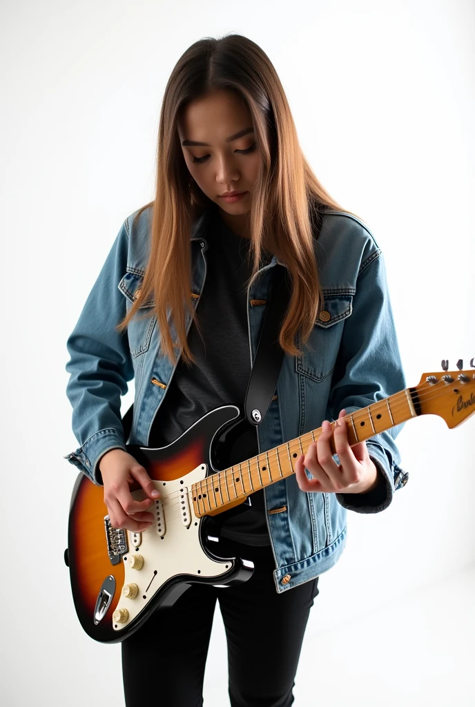 A girl playing guitar