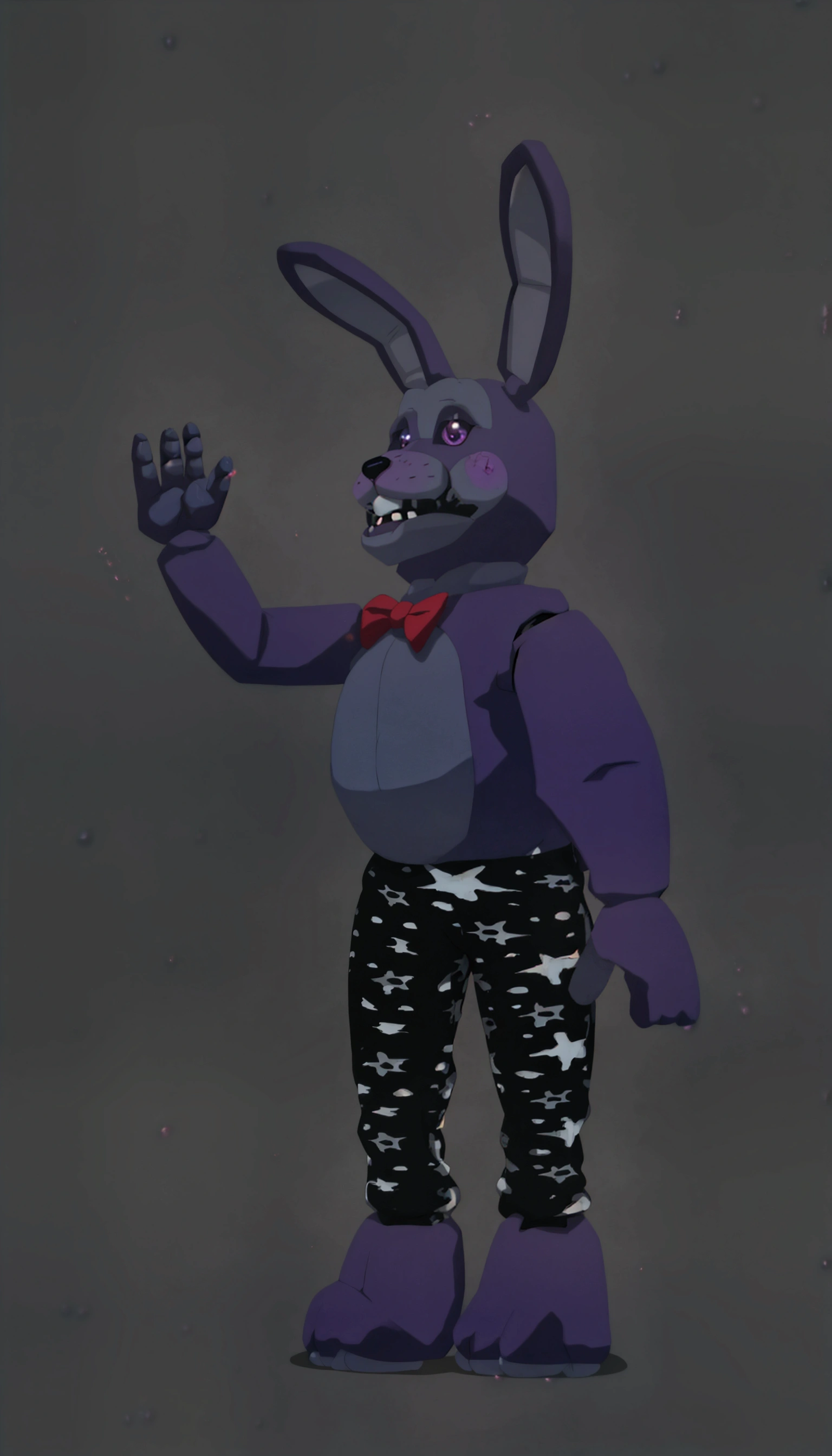 Withered Bonnie, wide hips, hyper thighs, hyper add, femboy, white backgtound, masterpiece, high res, by ASaneMan, one arm