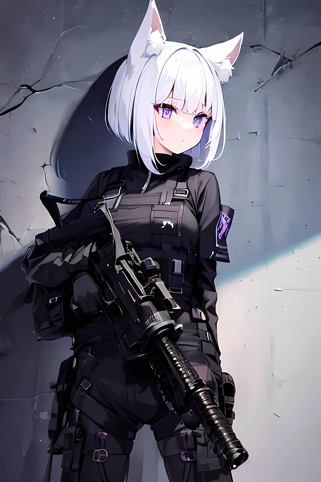 The heroine of Ghost in the Shell holds a gun and points it at the camera