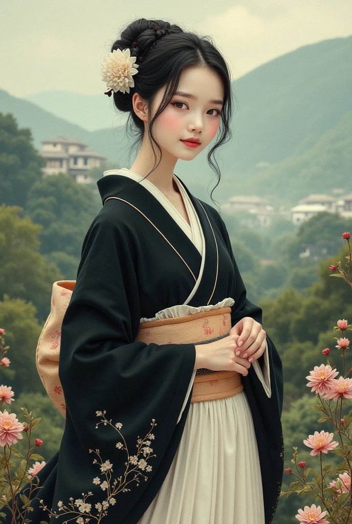 best quality,(RAW photo:1.2),(masterpiece:1.4),(photorealistic:1.4),(highres:1.4), 1girl, smiling, long hair, braid, depth of field, cherry blossoms, lake, beautiful detailed water, black hair, hanfu,8k, extremely detailed