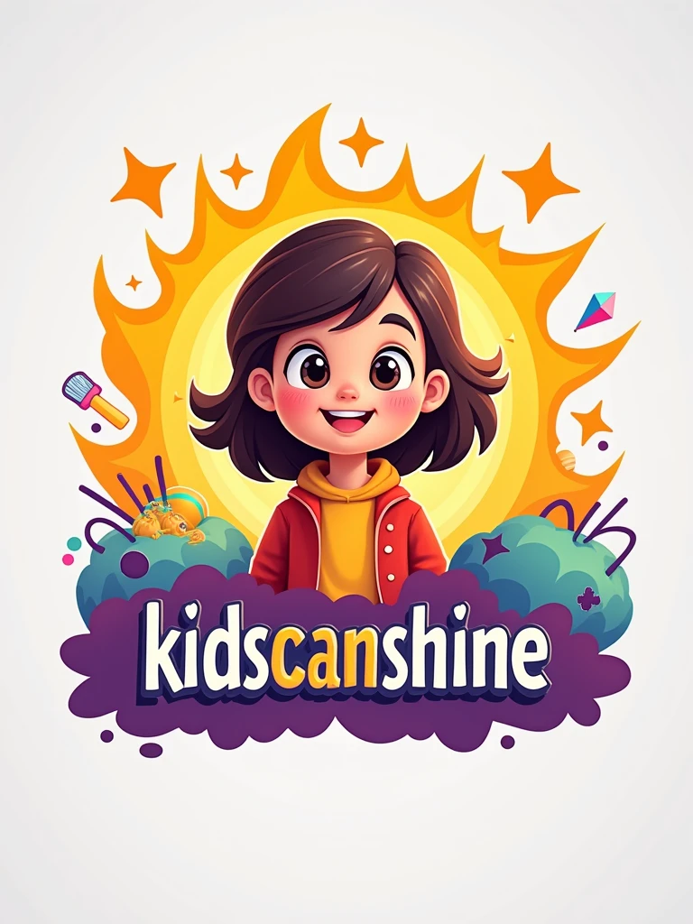 Creating a motivating YouTube channel for kids requires a logo  that is both catchy and appealing to a younger audience the logo has a name "KidsCanShine" 4k , high details