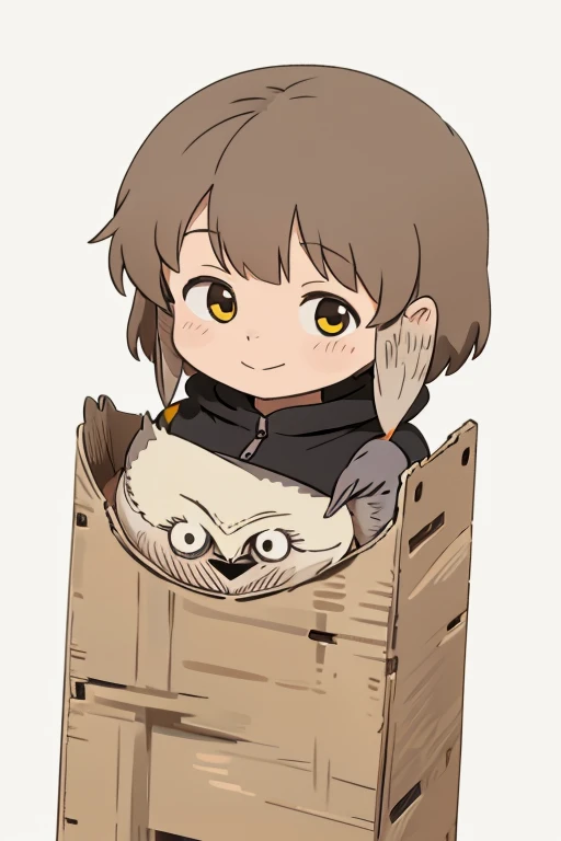 Anime Style、owl、bird、No background、1 bird、cute、smile