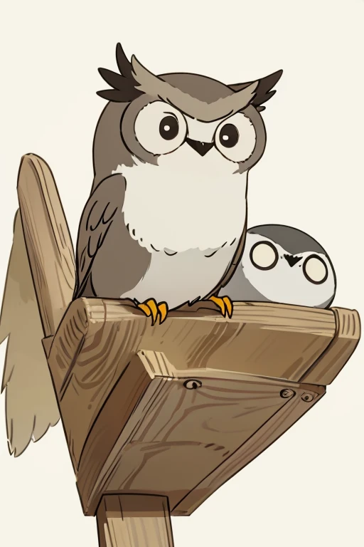 Anime Style、owl、bird、No background、1 bird、cute、smile