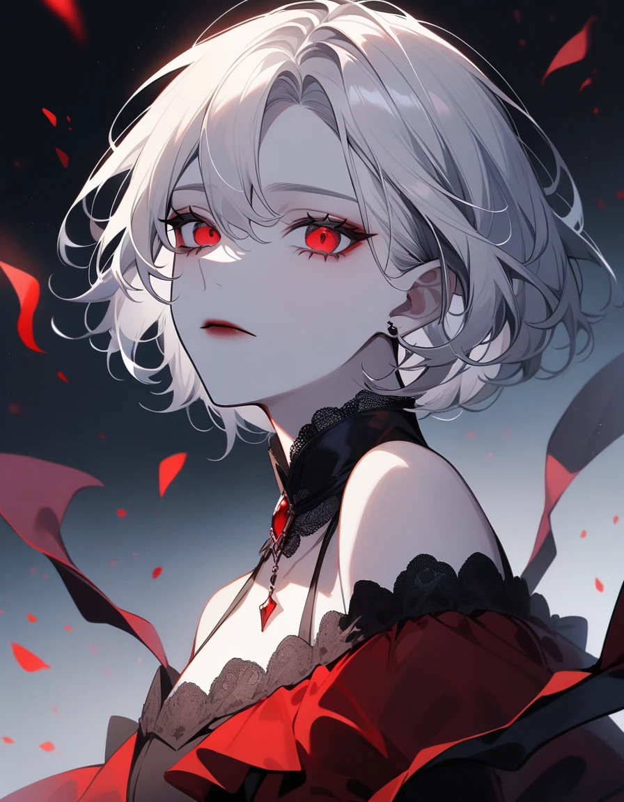anime girl, short white hair, red eyes, --auto --s2