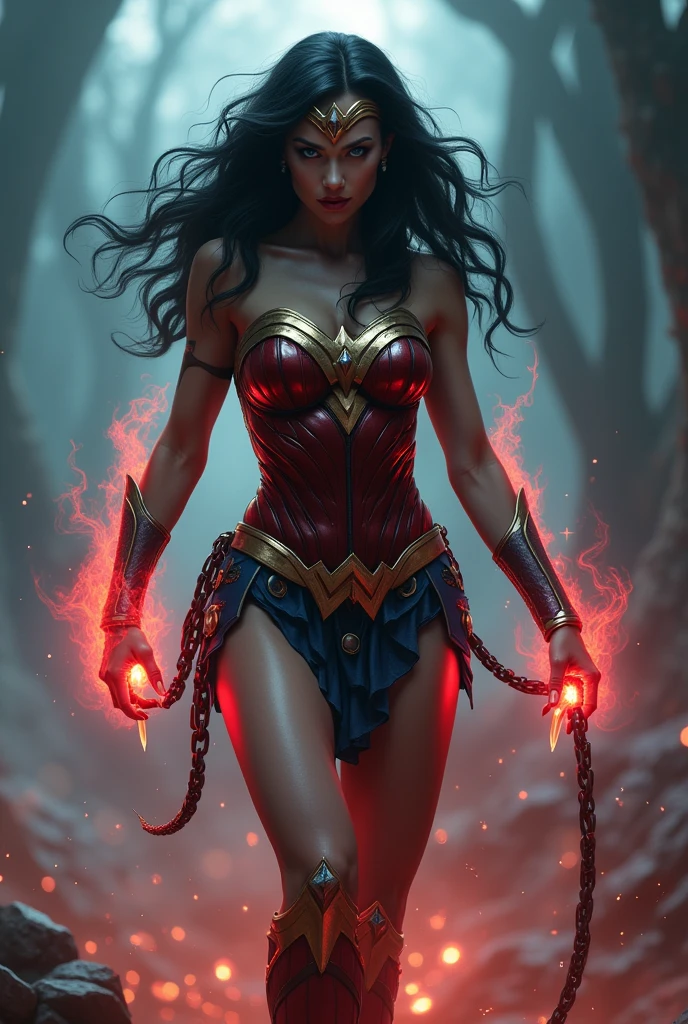 Wonder woman with red hoodie, Rocket boots, headphones, star-lord helmet, gas helmet, Covered mouth, Round, red eyes, big breasts, perfect body, Busty, realistic, power, Kick, Attack, magic rings in the hands, Fighting, power, fiction, full body, 2 persons, magic lasso, hight, fall, fire in boots, powerful spells, realistic, war, ocean, spells, Cayendo del cielo, sleep, hug