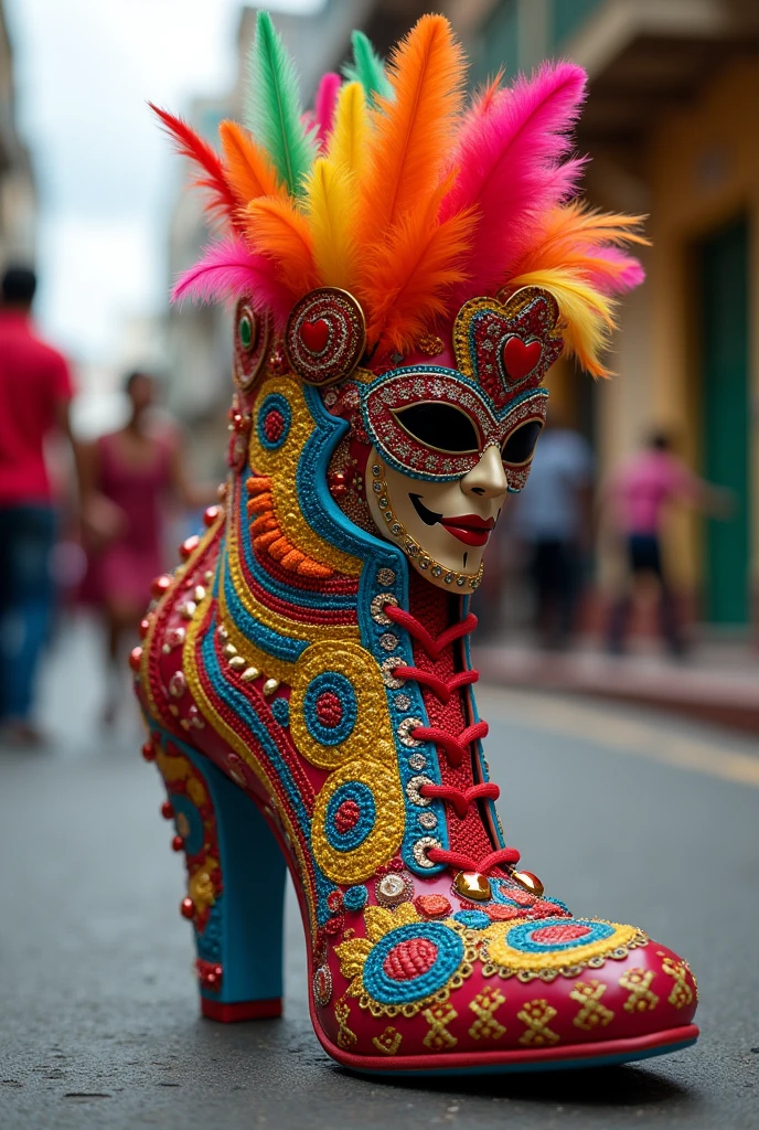 Naked full body of a young beautiful female street performer with body painting of a clown costume all over her body