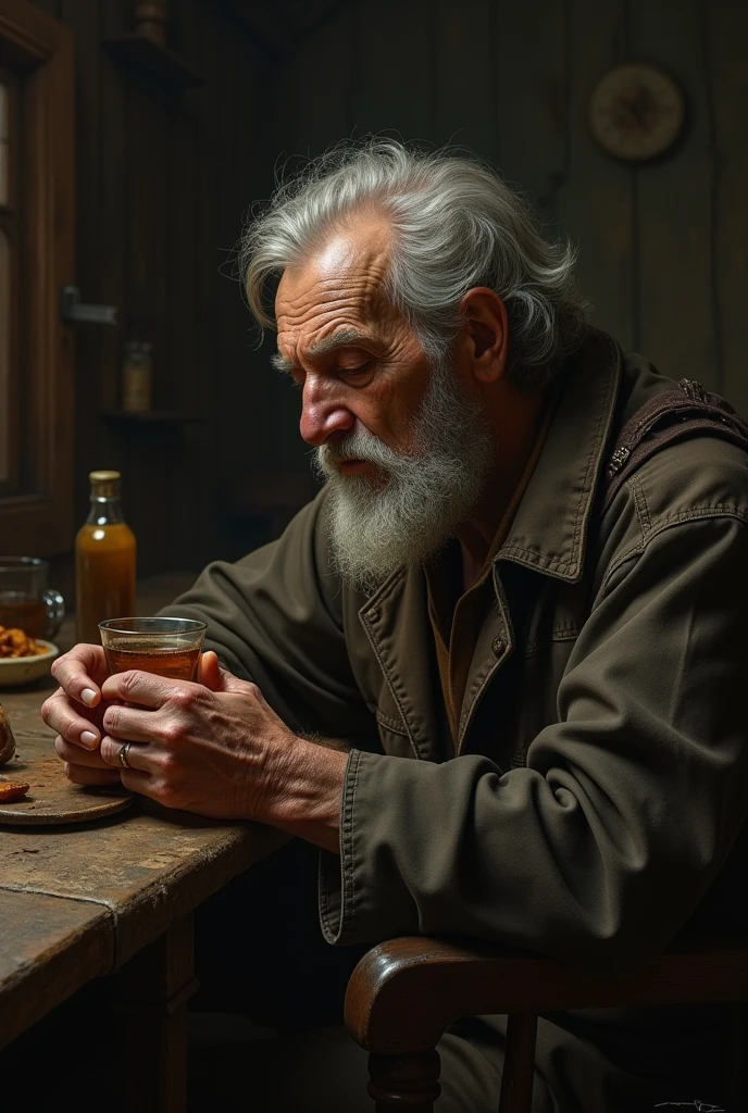 intoxicated, Alcoholic cultivator in a XianXia, Ancient setting, repulsive face, primitive savagery, character, good anatomy, male, clothed, Chinese homeless man, (Man is viciously drinking potent alcohol ), ancient chinese clothes