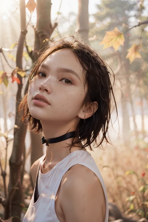 Top Quality, Masterpiece, High Resolution, 8k, wide objective, full body shot, ((skinny cute girl, barely legal, age 14, (oversized silky see-through blouse with plunging Neckline, off-shoulder, short sleeves), mediumperky breasts, extremely detailed face, detailed eyes, thin eyebrow, detailed lips, no makeup, long slick ponytail side shaved hair, small hips, (in a spaceship, on a bed), dim light, dramatic and neon colors, futuristic setting, intricate details, at night, random pose, random neon colors))