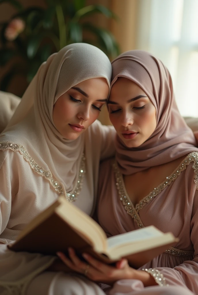 Islamic daughters siting together