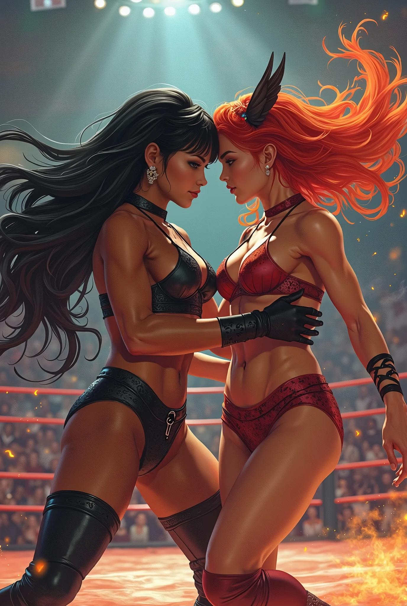 Angry Man bodystocking fight Womans