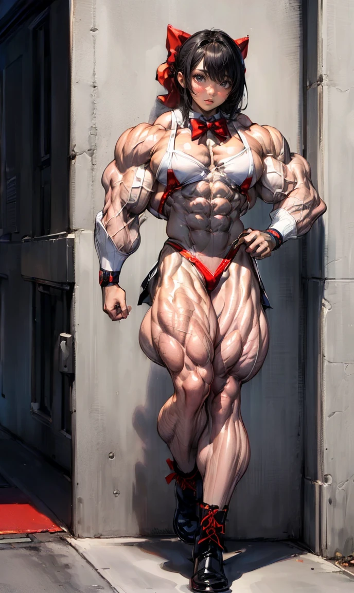 (beautiful girl:1.25), (megan fox:1.25), (large fake breasts:1.25), (young naked bodybuilder girl:1.25), seductive face, mouth wide open carnage style, long red hair, perfect muscular body, super skinny legs, sissy, femboy, (full body view:1.25),