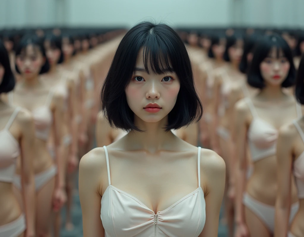 (((cloned face)))
(((similar identical twins)))
All the girls have the exact same face, The two have the same face and figure, as if they were mirror images
