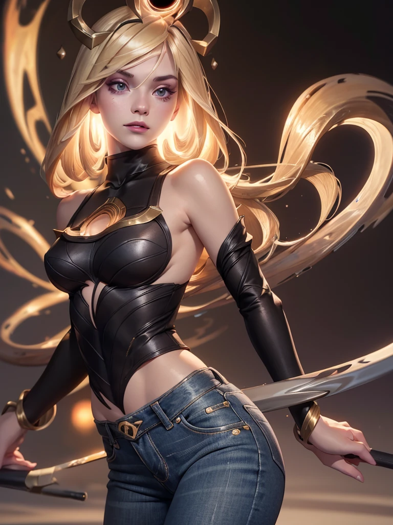 (best quality), 1girl, female, porcelain skin, blonde hair, straight hair, bangs, medium hair, swoopy tips, brown eyes, perfect eyes, black turtleneck, jeans, skinny body, petite, small bust, shy, masterpiece, anatomically correct, highres
