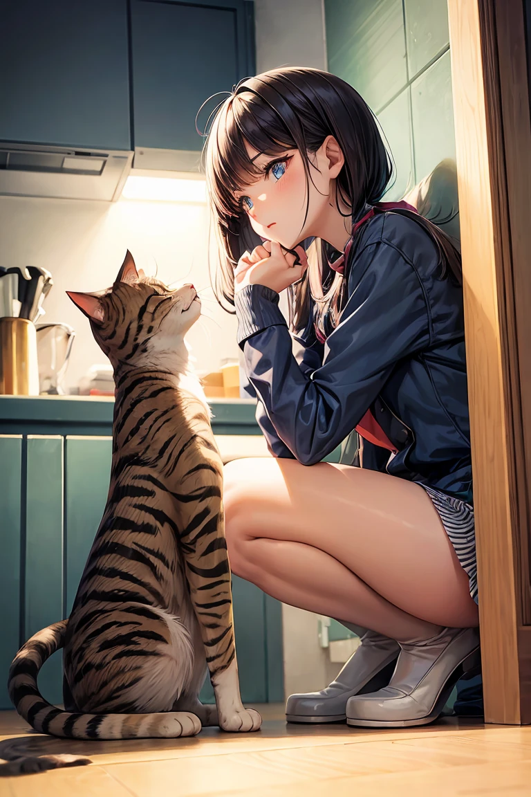 Anime , boy , cat , cute