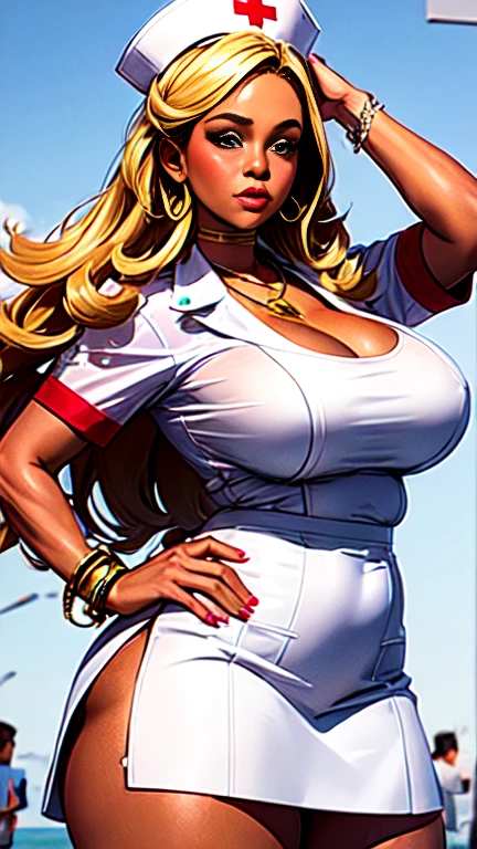 Action Taimanin videogame, character Emily Simmons, a woman in a white and black outfit, european race, green eyes, blonde long braid, white shoes, black details on her hips, intricate details, cutesexyrobutts, mechanized girl, android heroine, full body zenkai! full body, 8k, hyper realistic, best quality