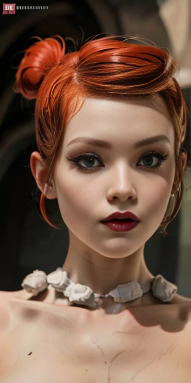 foreground , NSFW ,redhead girl,  extraordinary beauty and very detailed, eyes and eyeliner, gothic makeup full lips,single face high resolution image 12k 1 levels.2 high resolution 