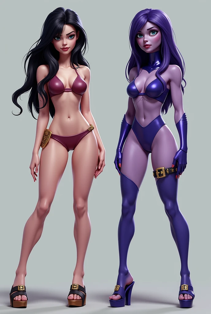 A closeup of a woman wearing red cat uniform with blue coat and some other poses, front side and back poses, cutesexyrobutts, woman with short black hair with light blue locks, eyes with bright blue and red tones with vampire iris, pale skin, vampire, pointed ears, muscular!, fit body, gynoid body,sweaty body, perfect body, fit body, abdomen, large breasts, chubby butt, prancing ass, prancing butt, full body concept art, detailed full body concept art, Cushart Krenz Key Women's Art, Masamune Shirow style, Yusuke Murata style, Ilya Kuvshinov, Oppai proportions, official character art, uniform, full body concept, (best quality, masterpiece) a cute chibi girl,
