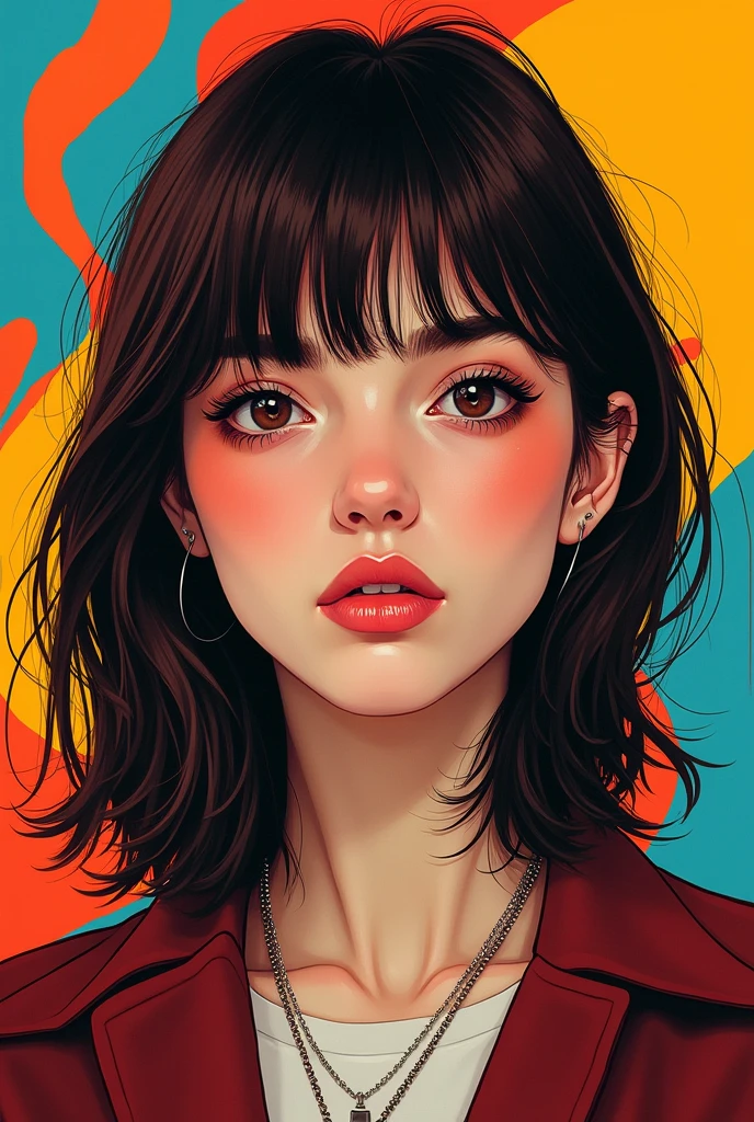 anime visual key, 1girl, close up, sensual, bob cut, red, comic style by Jim Lee, clean, high quality, 8k