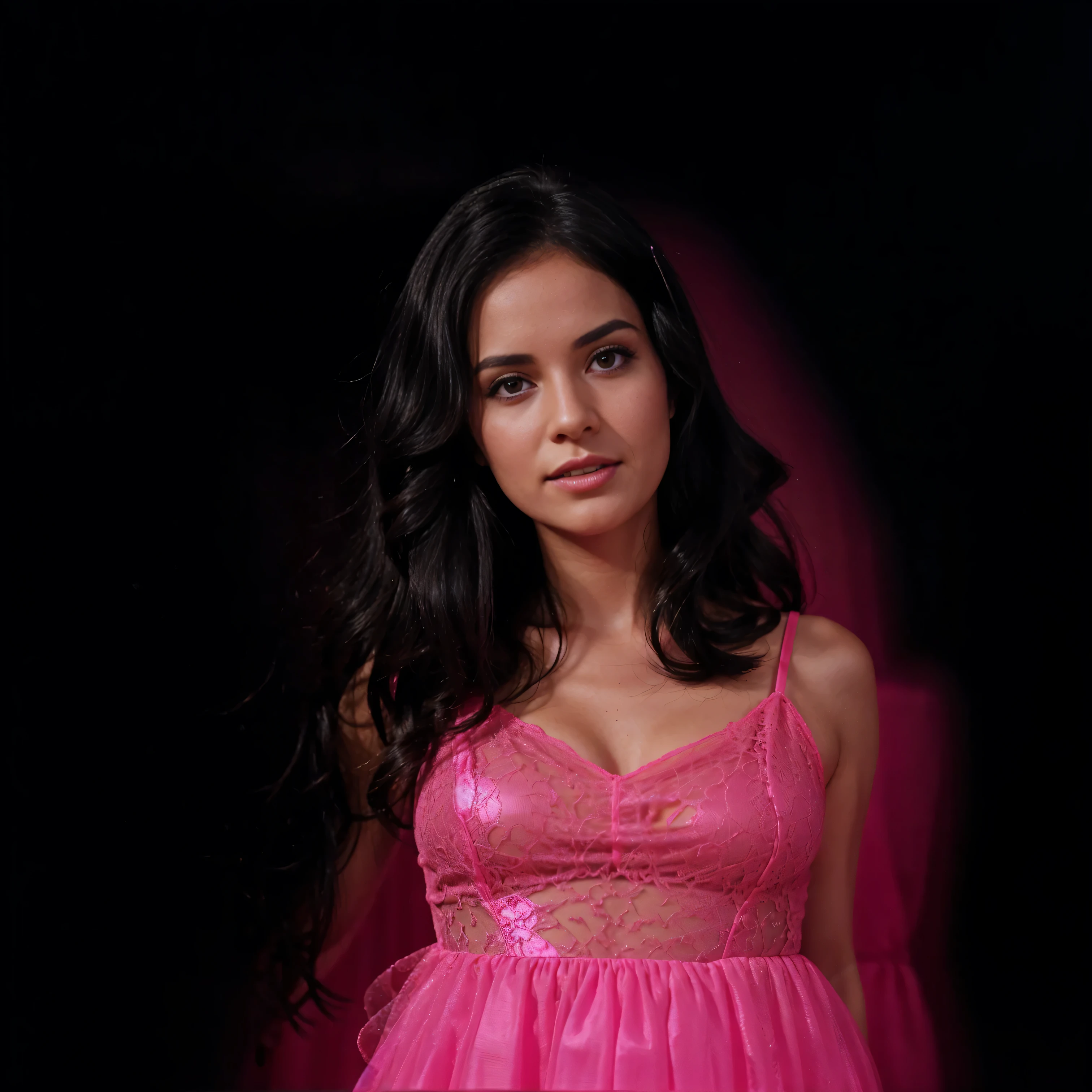 a close up of Jenna Ortega in a ((long red dress):1.9), red dress:1.6, sehr enges kleid, sexy blick, Sexy Aussehen, enges push up dress, sehr sexy, posiert im  dress, sexy :8, violett myers, sehr attraktiv, red hot, Kleidung mit offenem V-Ausschnitt, BH tragen