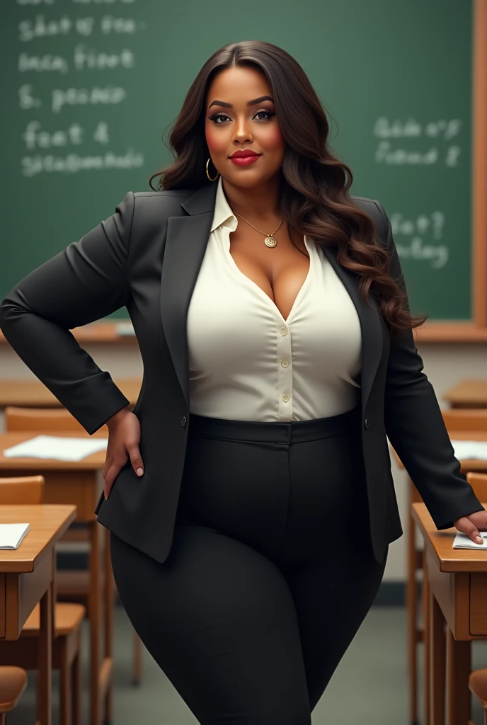 A sexy fat dark ladies in a lecture hall 