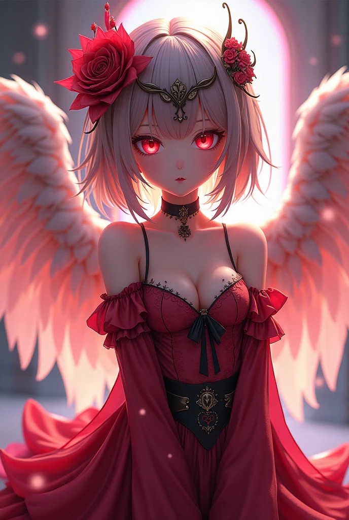 High resolution, Winner of numerous awards, Ultra high definition, Textured skin, retina,
masterpiece,(bestquality),highlydetailed,ultra-detailed,1girl,
BREAK (red theme:1.4), (stylish mini dress with a playful and bold design:1.3), (All red:1.4), (necklace with cross decoration:1.3), ((skirt is composed of multiple layers of ruffled tulle fabric, alternating between vibrant red, creating a striking contrast):1.4), ((red dress has a strapless design, emphasizing shoulders and neck, hem of skirt is slightly flared, giving it a fun and flirty vibe, red dress is paired with knee-high):1.3),
BREAK ((black leather boots that have a rugged look, adorned with silver studs around ankle):1.2),mechanical.Very Short Hair、Blonde with fighter、(A girl facing off against a giant enemy:1.5)