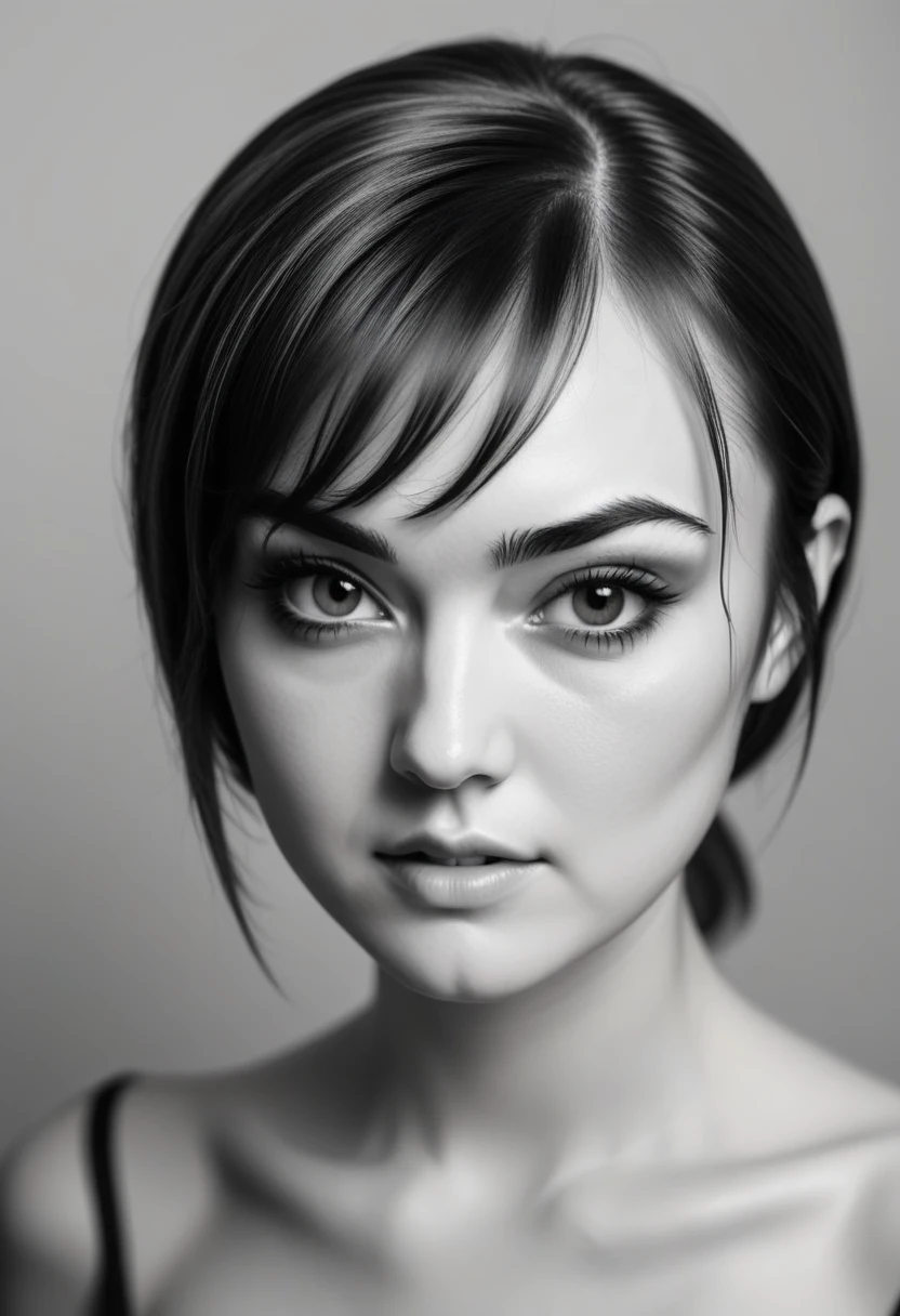 Sasha Grey, (((photorealistic))), (((noir style))), (((vintage Hollywood glamour))), antique aesthetic, {50mm lens}, [soft lighting], {shallow depth of field}, (((high contrast grayscale:1.7))), [smooth mid-tones],