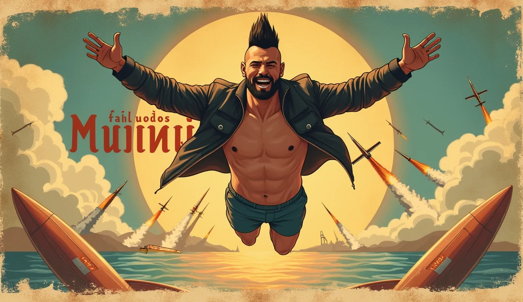 A strong Hawaiian guy holding a flag that says Maui thunder. Football theme something I can use as a profile picture